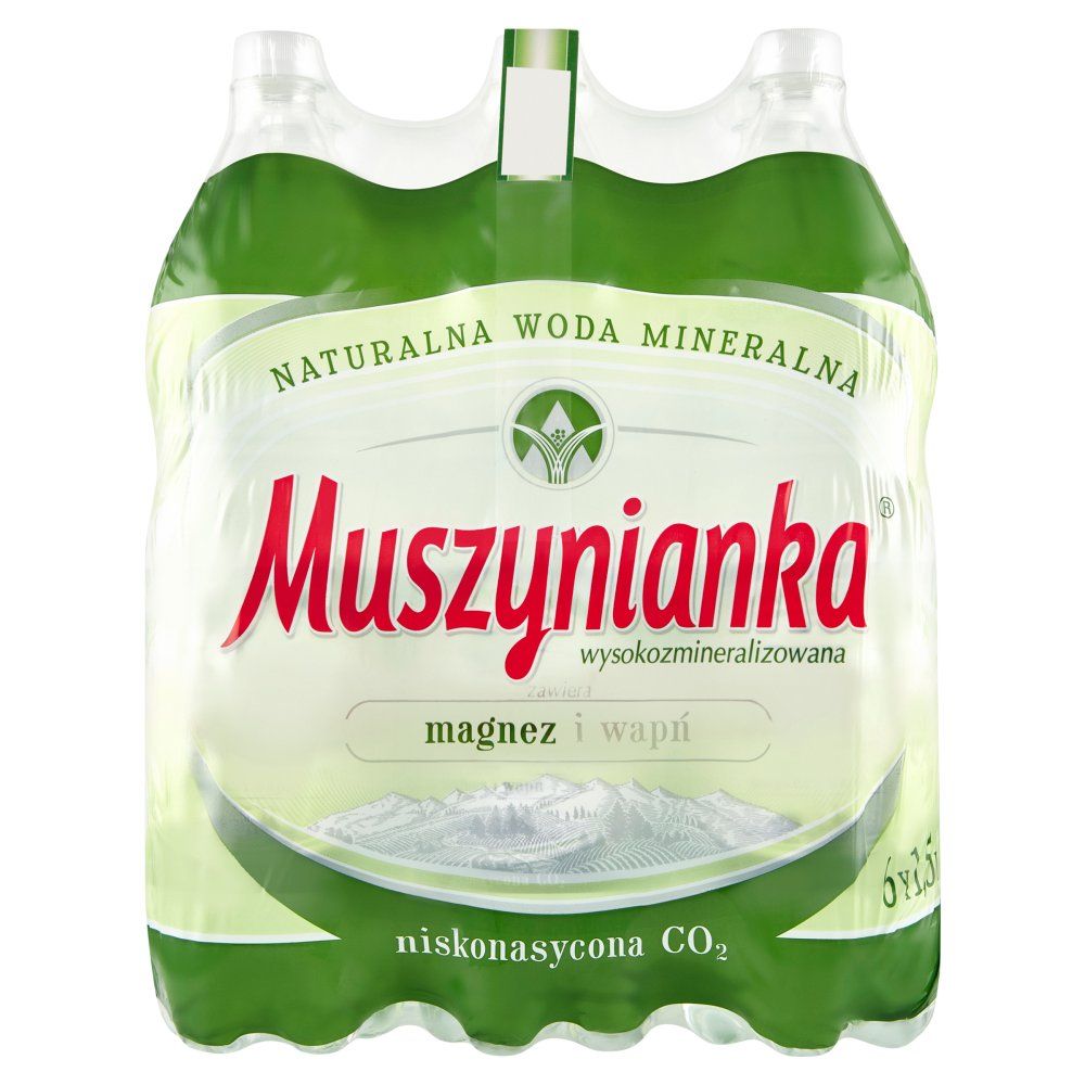 Muszynianka Naturalna woda mineralna wysokozmineralizowana niskonasycona CO₂ 6 x 1,5 l